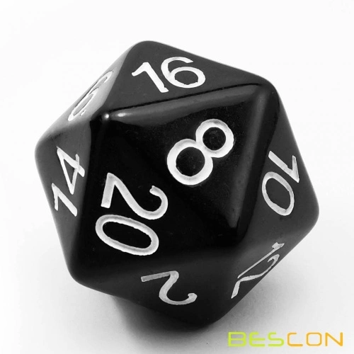 Bescon Jumbo D20 38MM, Big Size 20 Sides Dice Solid Black